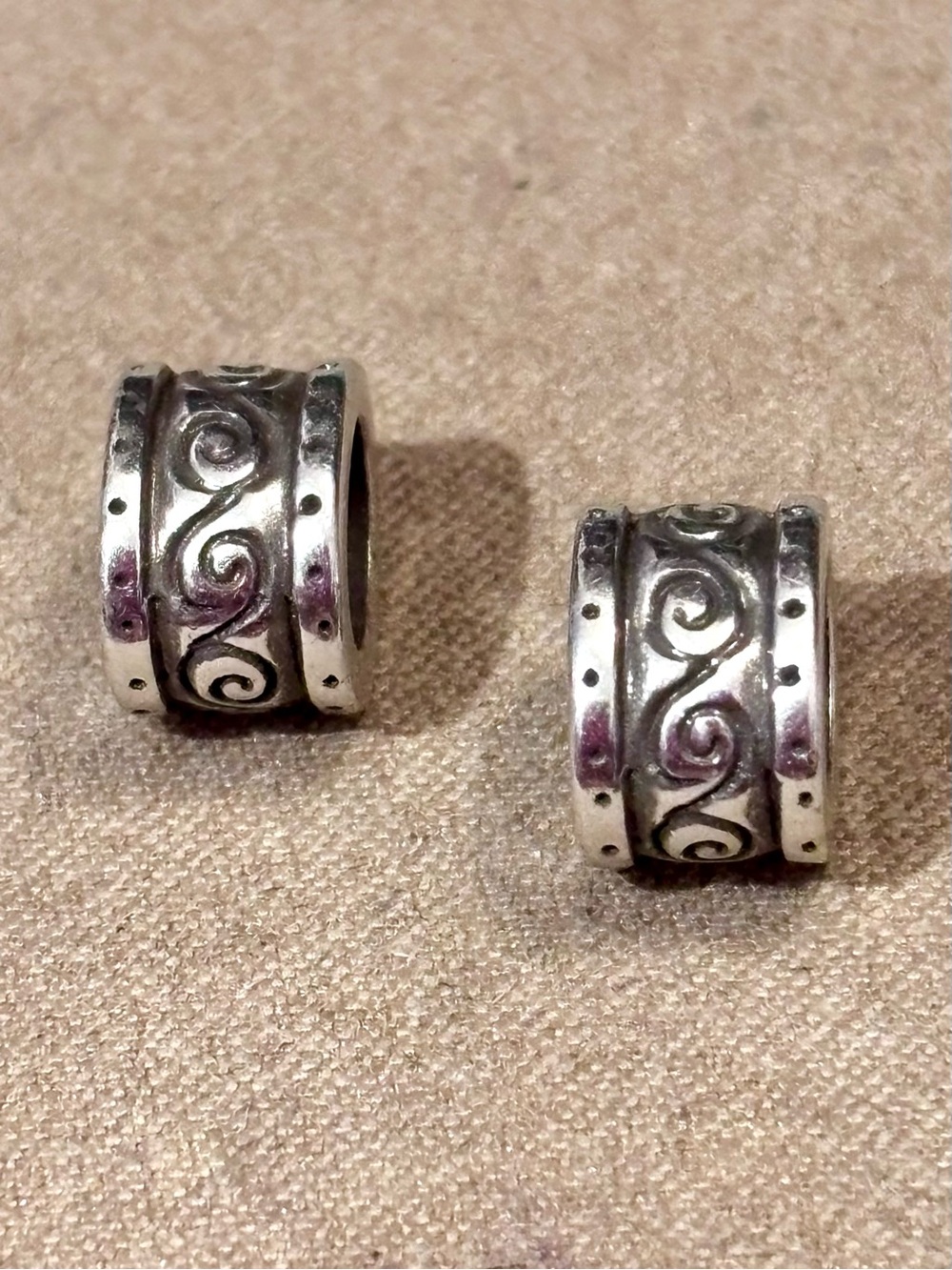 🆕Listing Two 🆕 Brighton Etched Scroll spacers Narrow beads w scrolling lines